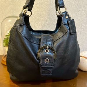 Coach Lynn Soho Large Black Leather Hobo/Shoulder Bag - F17092